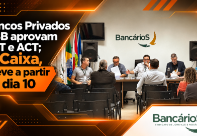 Bancários de bancos privados e do BB aprovam CCT e ACT; na Caixa, greve a partir do dia 10